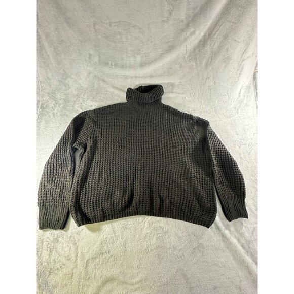 Falls Creek Sweater Women's 2X Chunky Knit Turtleneck Black Warm Winter Pullover - Picture 14 of 16
